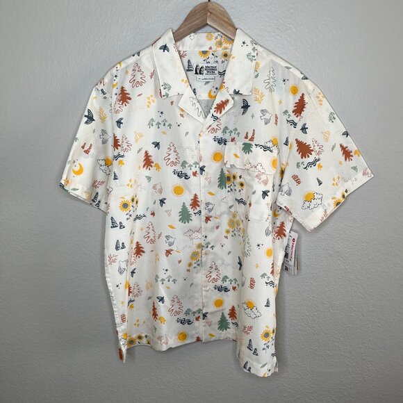Marmot Muir Camp Novelty Short Sleeve Button Down Shirt L Cream multicolor - Picture 2 of 12